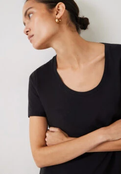 Hari Scoop Neck Cotton Slub T-Shirt -Clothing Store 005675 0456 04