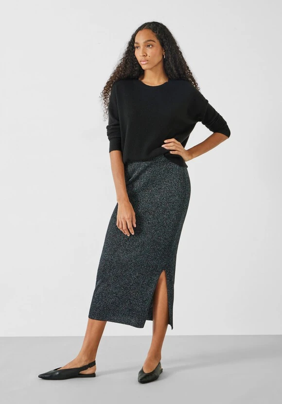 Metallic Ribbed Midi Skirt 1 Metallic Ribbed Midi Skirt