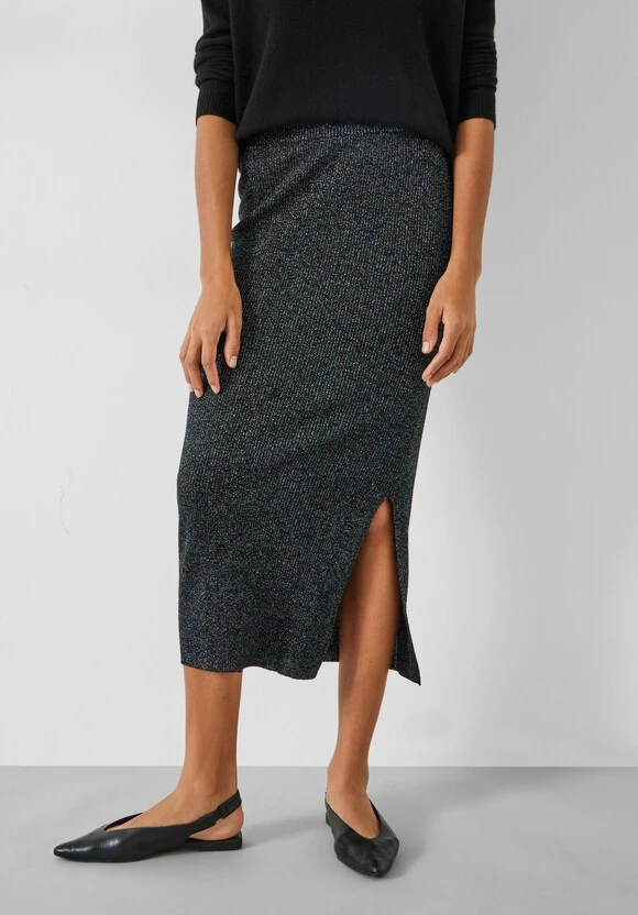 Metallic Ribbed Midi Skirt 2 Metallic Ribbed Midi Skirt - Image 2