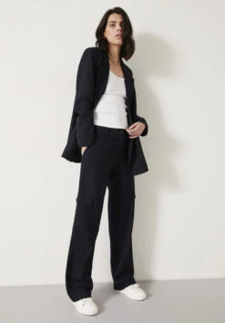 Courtney Cargo Pinstripe Wool Blend Trousers