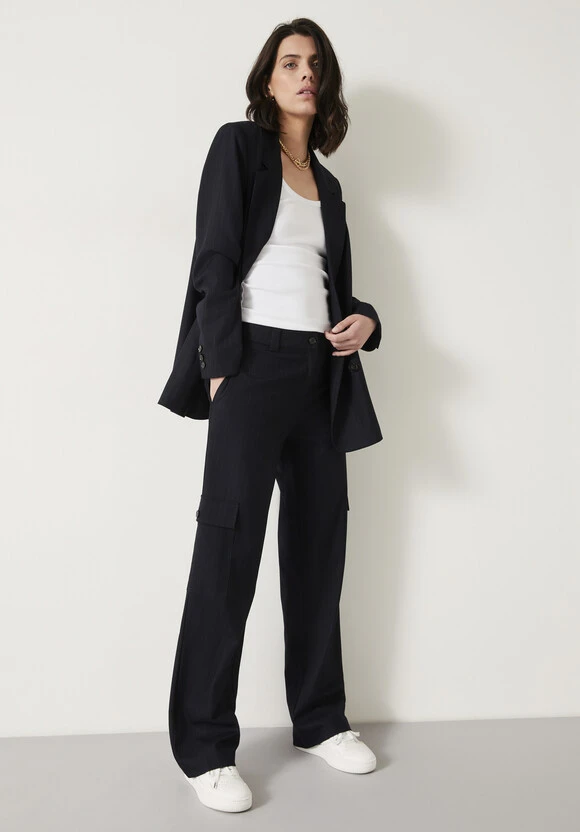 Courtney Cargo Pinstripe Wool Blend Trousers 1 Courtney Cargo Pinstripe Wool Blend Trousers