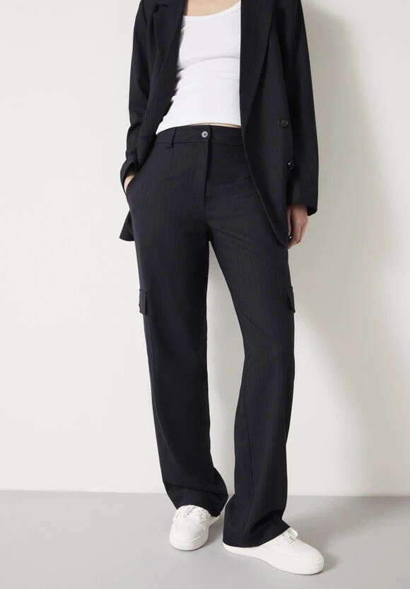 Courtney Cargo Pinstripe Wool Blend Trousers 2 Courtney Cargo Pinstripe Wool Blend Trousers - Image 2