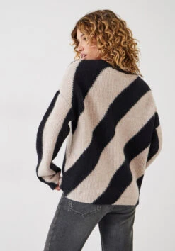Georgie Diagonal Stripe Wool Blend Jumper -Clothing Store 009236 0456 03