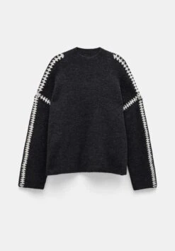 Celine Contrast Stitch Wool Blend Jumper -Clothing Store 009717 2806 07 5