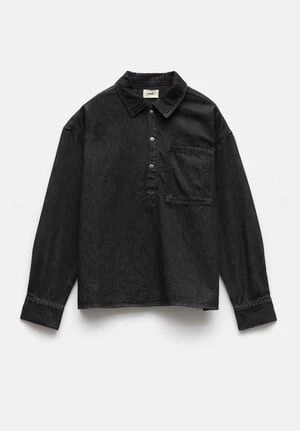 Deanna Washed Black Denim Overshirt 9 Deanna Washed Black Denim Overshirt - Image 9