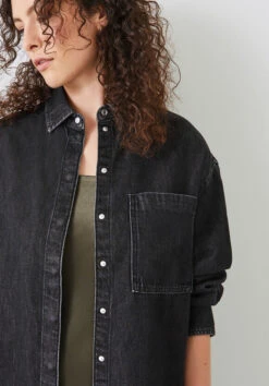 Deanna Washed Black Denim Overshirt 17 Deanna Washed Black Denim Overshirt -Clothing Store 010572 2826 04