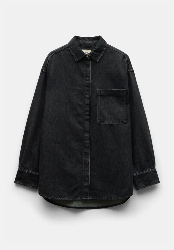 Deanna Washed Black Denim Overshirt 5 Deanna Washed Black Denim Overshirt - Image 5
