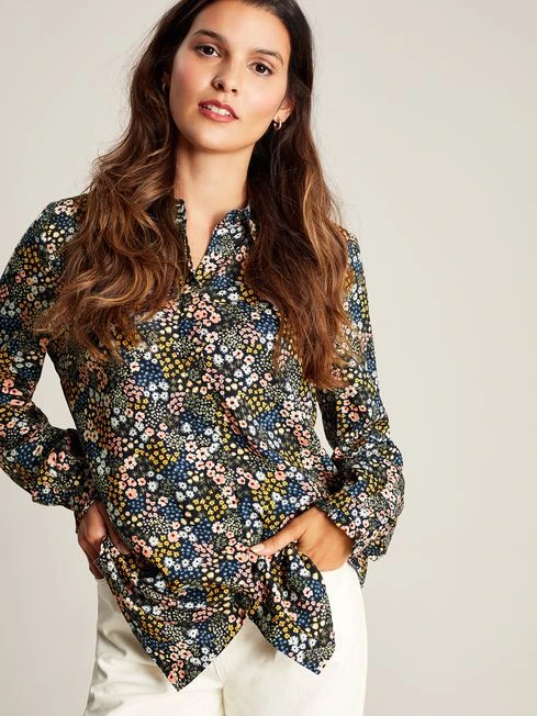 Joules Blue Kalina Concealed Placket Shirt 1 Joules Blue Kalina Concealed Placket Shirt