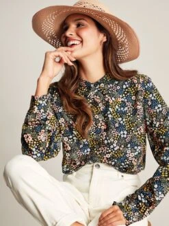 Joules Blue Kalina Concealed Placket Shirt 10 Joules Blue Kalina Concealed Placket Shirt -Clothing Store 121742s4