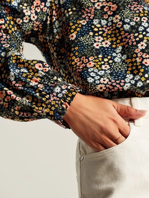 Joules Blue Kalina Concealed Placket Shirt 6 Joules Blue Kalina Concealed Placket Shirt - Image 6