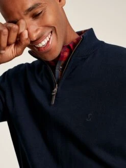 Navy Quarter Zip Knitted Jumper -Clothing Store 123631s4