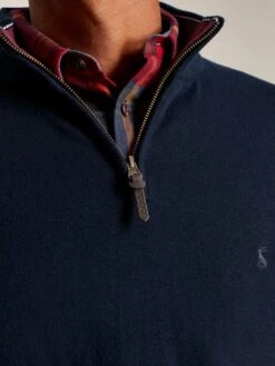Navy Quarter Zip Knitted Jumper -Clothing Store 123631s5