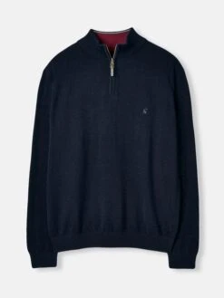 Navy Quarter Zip Knitted Jumper -Clothing Store 123631s6