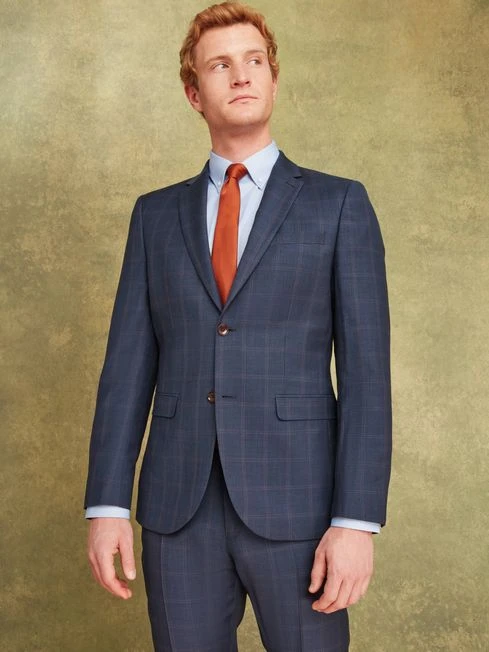 Navy/Rust Wool Slim Fit Suit: Jacket 1 Navy/Rust Wool Slim Fit Suit: Jacket