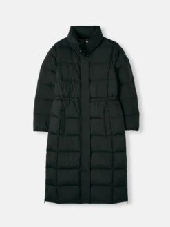 Black Showerproof Feather Down Long Coat