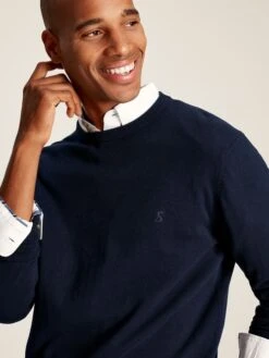 Navy Crew Neck Knitted Jumper -Clothing Store 159877s4