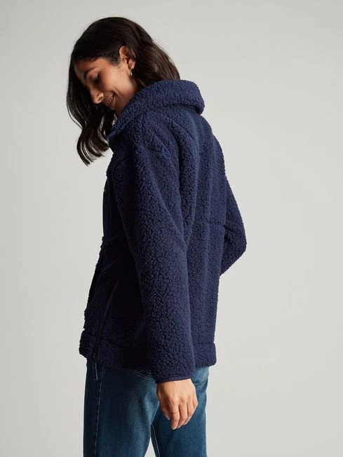 Navy Blue Zip Front Fleece With Hem Detail 2 Navy Blue Zip Front Fleece With Hem Detail - Image 2