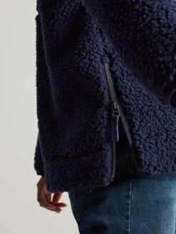 Navy Blue Zip Front Fleece With Hem Detail 11 Navy Blue Zip Front Fleece With Hem Detail -Clothing Store 165290s5