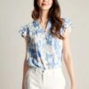 Blue Pop Over Frill Blouse