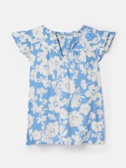 Blue Pop Over Frill Blouse 11 Blue Pop Over Frill Blouse -Clothing Store 223497s6