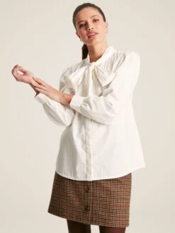 White Tie Neck Blouse -Clothing Store 287382s3