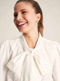 White Tie Neck Blouse -Clothing Store 287382s5