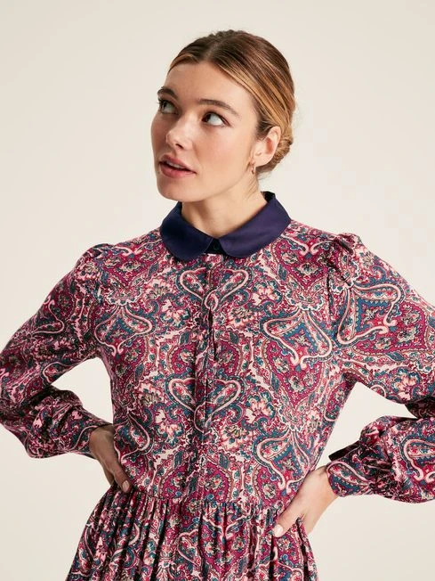 Navy Blue Printed Shirt Dress 4 Navy Blue Printed Shirt Dress - Image 4
