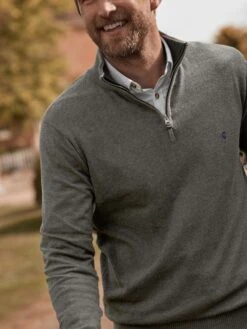 Grey Quarter Zip Knitted Jumper -Clothing Store 335 961s7