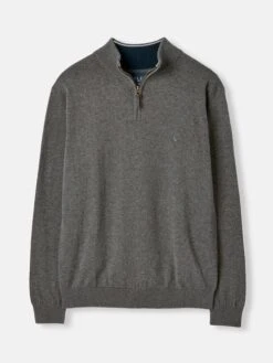 Grey Quarter Zip Knitted Jumper -Clothing Store 335 961s8