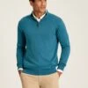 Blue Quarter Zip Knitted Jumper