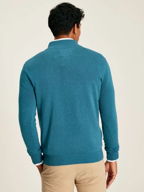 Blue Quarter Zip Knitted Jumper 2 Blue Quarter Zip Knitted Jumper - Image 2