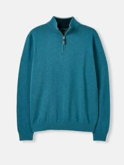 Blue Quarter Zip Knitted Jumper 9 Blue Quarter Zip Knitted Jumper -Clothing Store 343503s5