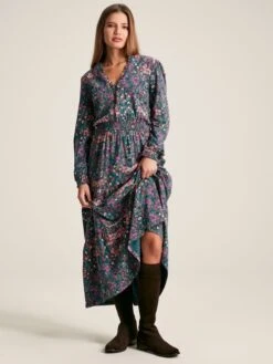 Blue Frill Neck Dress 14 Blue Frill Neck Dress -Clothing Store 350585s6