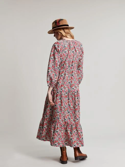 Joules White Melody Tiered Scallop Frill Neck Dress 2 Joules White Melody Tiered Scallop Frill Neck Dress - Image 2