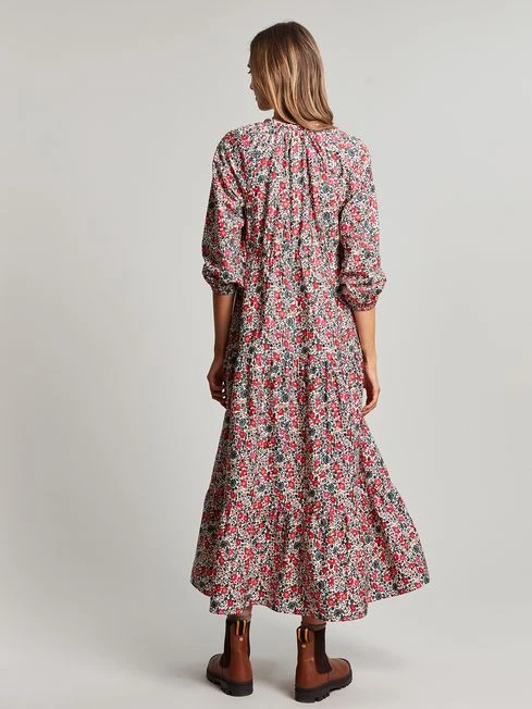 Joules White Melody Tiered Scallop Frill Neck Dress 3 Joules White Melody Tiered Scallop Frill Neck Dress - Image 3