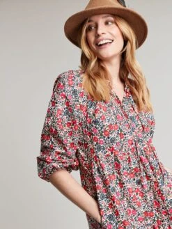 Joules White Melody Tiered Scallop Frill Neck Dress 11 Joules White Melody Tiered Scallop Frill Neck Dress -Clothing Store 385330s5