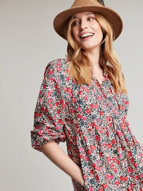 Joules White Melody Tiered Scallop Frill Neck Dress 5 Joules White Melody Tiered Scallop Frill Neck Dress - Image 5