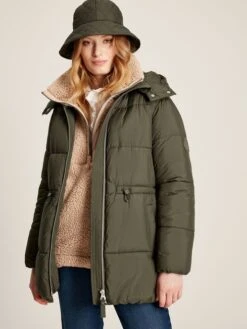 Dark Green Showerproof Padded Coat