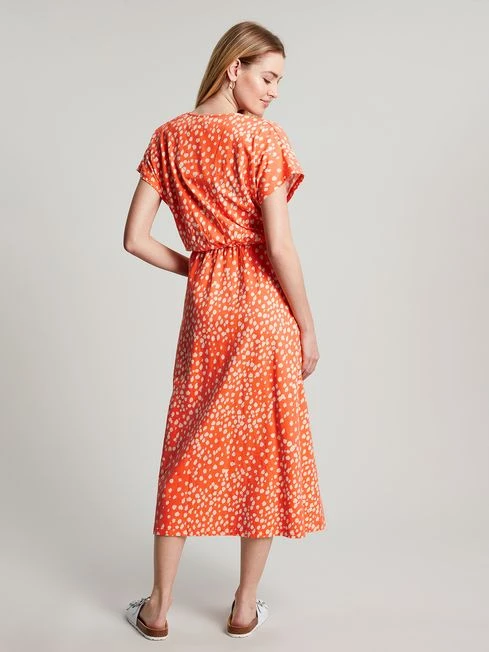 Joules Orange Vivian Midi Jersey Wrap Dress 2 Joules Orange Vivian Midi Jersey Wrap Dress - Image 2