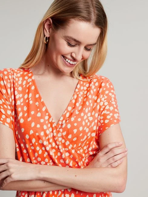 Joules Orange Vivian Midi Jersey Wrap Dress 5 Joules Orange Vivian Midi Jersey Wrap Dress - Image 5