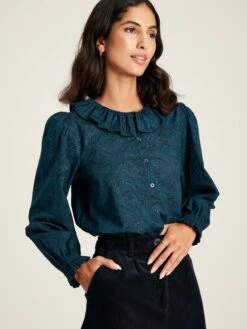 Navy Waterfall Blouse