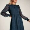 Navy Lumi Balloon Sleeve Dress