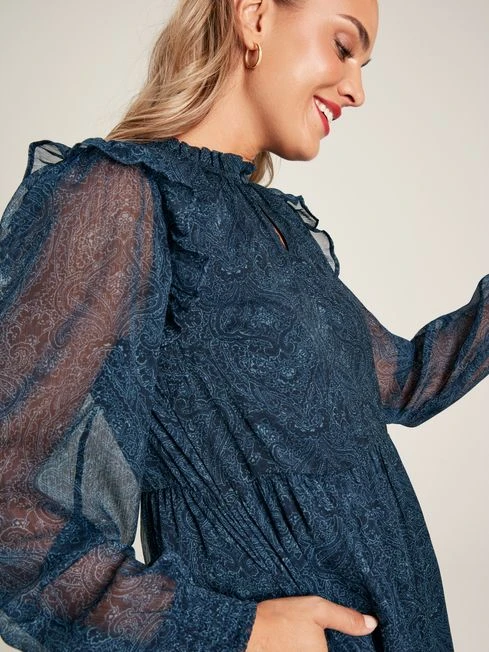 Navy Lumi Balloon Sleeve Dress 5 Navy Lumi Balloon Sleeve Dress - Image 5