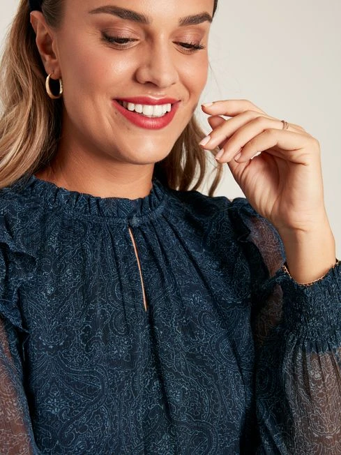 Navy Lumi Balloon Sleeve Dress 6 Navy Lumi Balloon Sleeve Dress - Image 6