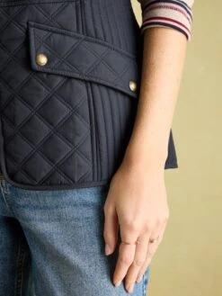 Navy Blue Showerproof Diamond Quilted Gilet -Clothing Store 509130s5