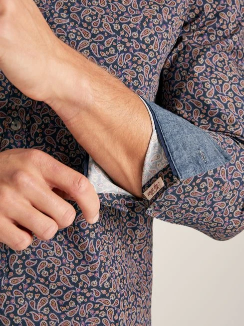 Navy Paisley Classic Fit Printed Shirt 4 Navy Paisley Classic Fit Printed Shirt - Image 4