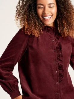 Burgundy Red Cord Blouse -Clothing Store 542966s4