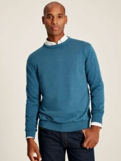Blue Crew Neck Knitted Jumper