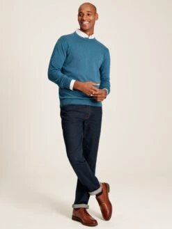 Blue Crew Neck Knitted Jumper -Clothing Store 606203s3