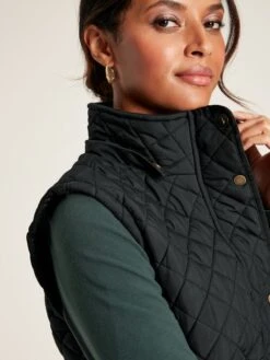 Black Showerproof Longline Diamond Quilted Gilet 11 Black Showerproof Longline Diamond Quilted Gilet -Clothing Store 621595s5